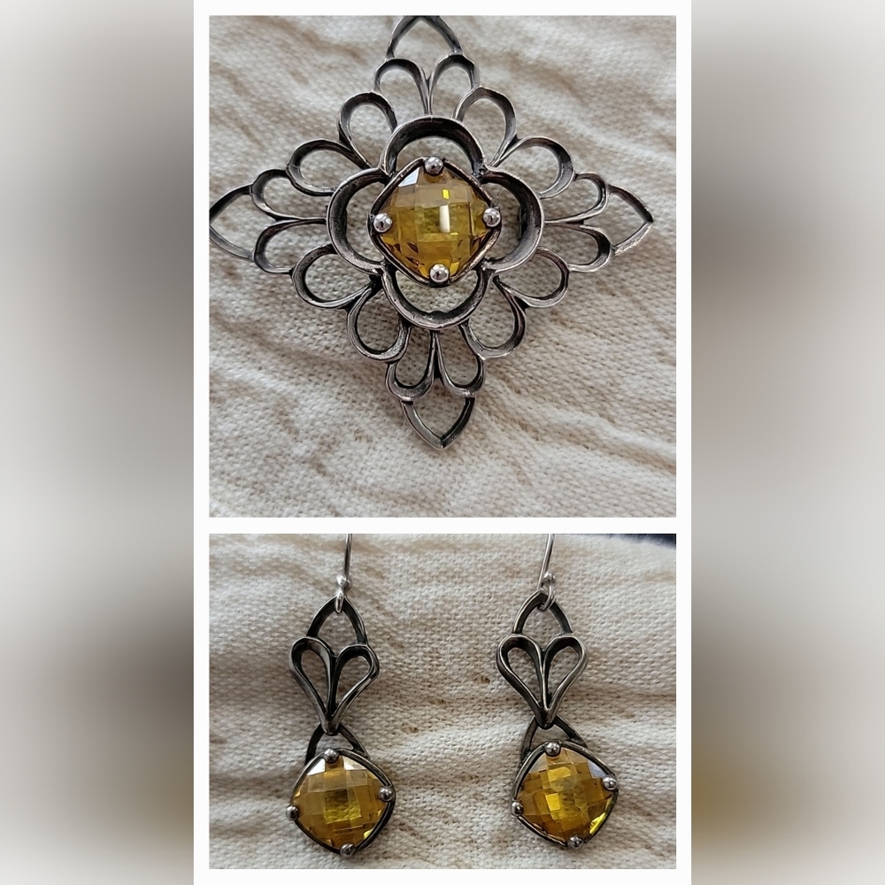 Silpada sterling silver pendant & pair of earrings.